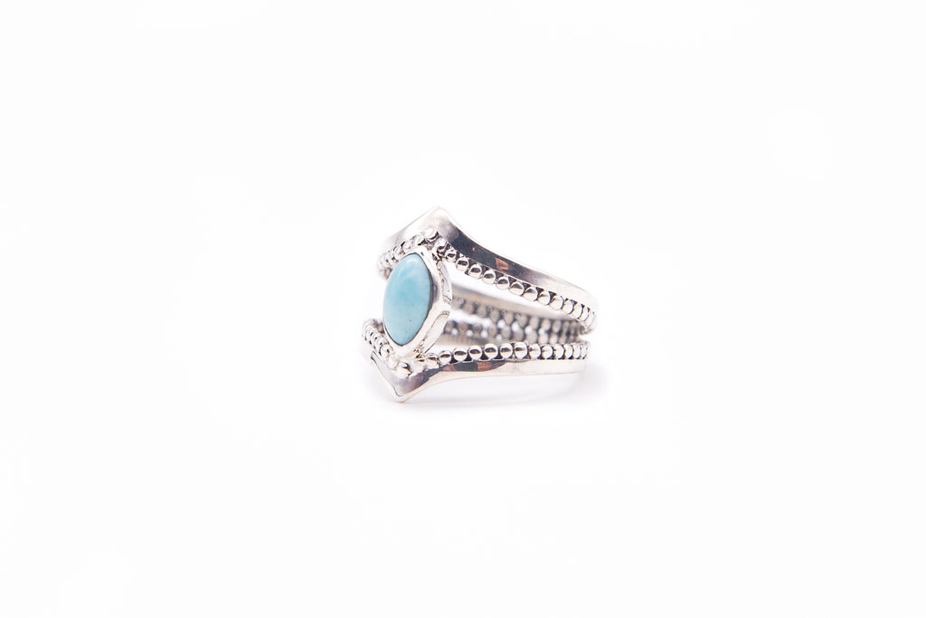 Double Band Larimar Ring